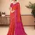 Orange pink bandhani chiffon traditional dual shaded saree with blouse