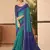 Turqouise green bandhani chiffon traditional dual shaded saree with blouse