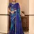 Royal blue bandhani chiffon traditional dual shaded saree with blouse
