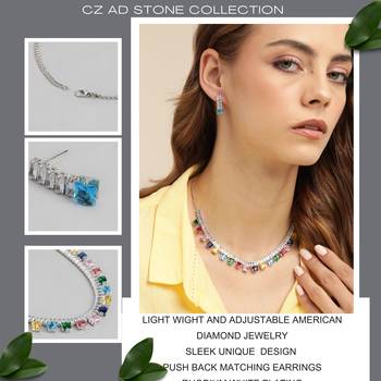 rhodium plated multicolor color crystal ad gemstone-studded jewelry set 3