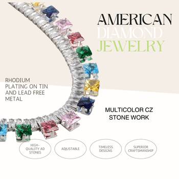 rhodium plated multicolor color crystal ad gemstone-studded jewelry set 4