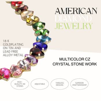 18 k gold plated dark multi color crystal ad gemstone-studded jewelry set 4