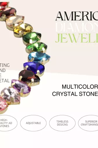 18 k gold plated dark multi color crystal ad gemstone-studded jewelry set