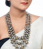 Dual tone multistrand dholki beads necklace oxidized south indian ghungroo necklace, navratri indian jwellery