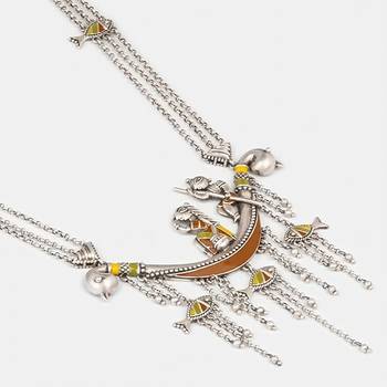 Multicolor long necklace pendant indian jewellery set fish design 2