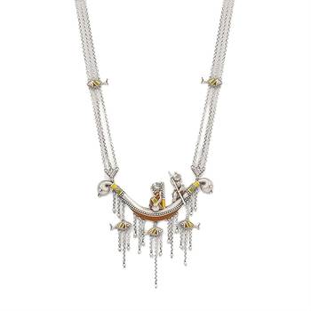 Multicolor long necklace pendant indian jewellery set fish design 3