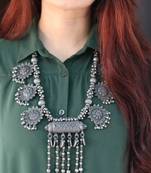Ghungroo long necklace black polish indian oxidized jewelry boho hippi