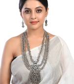 Indian ethnic multilayer necklace jewelry ganesha oxidized long necklace with heavy ghunghroo