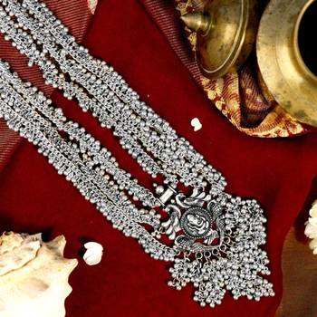 Indian ethnic multilayer necklace jewelry ganesha oxidized long necklace with heavy ghunghroo 4