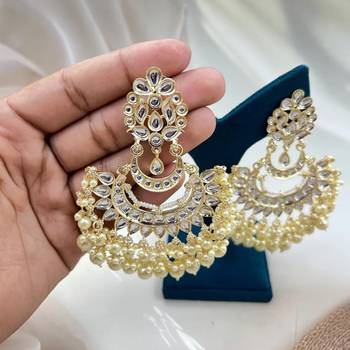 Sabyasachi kundan chandbali traditional earrings , bridal earrings/sabyasachi earrings/kundan meena indian earrings 5