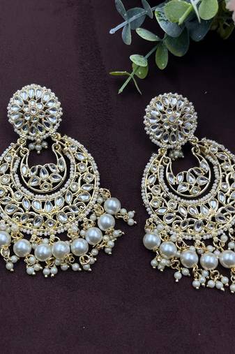 Kundan earrings/polki earrings/ kundan chandbalis/ indian earrings/ pearl earrings /bollywood earrings