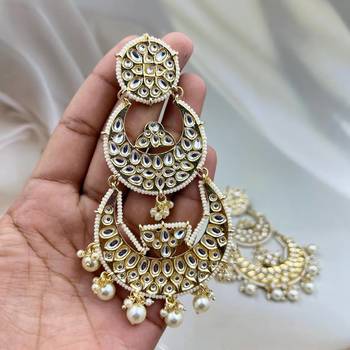 Kundan earrings/chandbaali earrings/pearl earrings/guttapusalu earrings/polki indian earrings/ bollywood jewelry 1