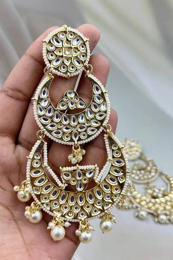 Kundan earrings/chandbaali earrings/pearl earrings/guttapusalu earrings/polki indian earrings/ bollywood jewelry