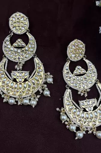 Kundan earrings/chandbaali earrings/pearl earrings/guttapusalu earrings/polki indian earrings/ bollywood jewelry