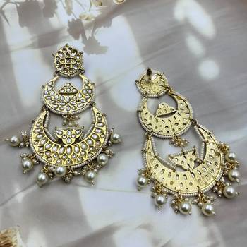Kundan earrings/chandbaali earrings/pearl earrings/guttapusalu earrings/polki indian earrings/ bollywood jewelry 3
