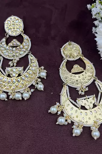 Kundan earrings/chandbaali earrings/pearl earrings/guttapusalu earrings/polki indian earrings/ bollywood jewelry