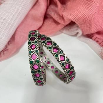 Oxidised multicolor stone bangle set bridal wedding bangles set multicolor 1