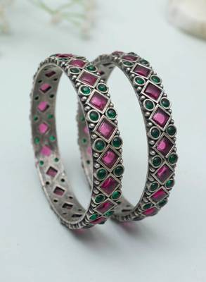 Oxidised multicolor stone bangle set bridal wedding bangles set multicolor 2
