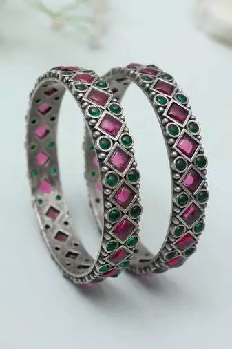 Oxidised multicolor stone bangle set bridal wedding bangles set multicolor