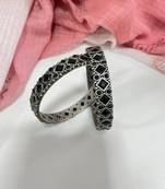 Oxidised black stone bangle set bridal stone wedding bangles set hand kada silver plated hand kada
