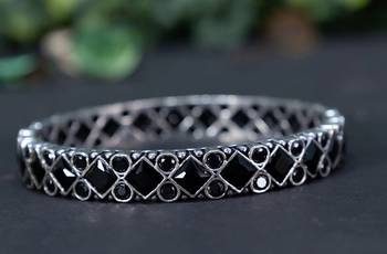 Oxidised black stone bangle set bridal stone wedding bangles set hand kada silver plated hand kada 2