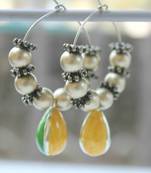 Enamel bead hoop earring