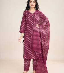  Cotton Printed Salwar Suit Set Kurta Pant with Dupatta