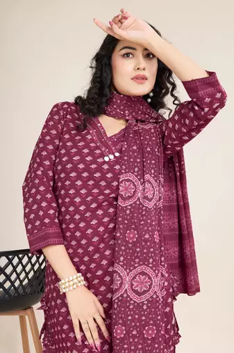  Cotton Printed Salwar Suit Set Kurta Pant with Dupatta