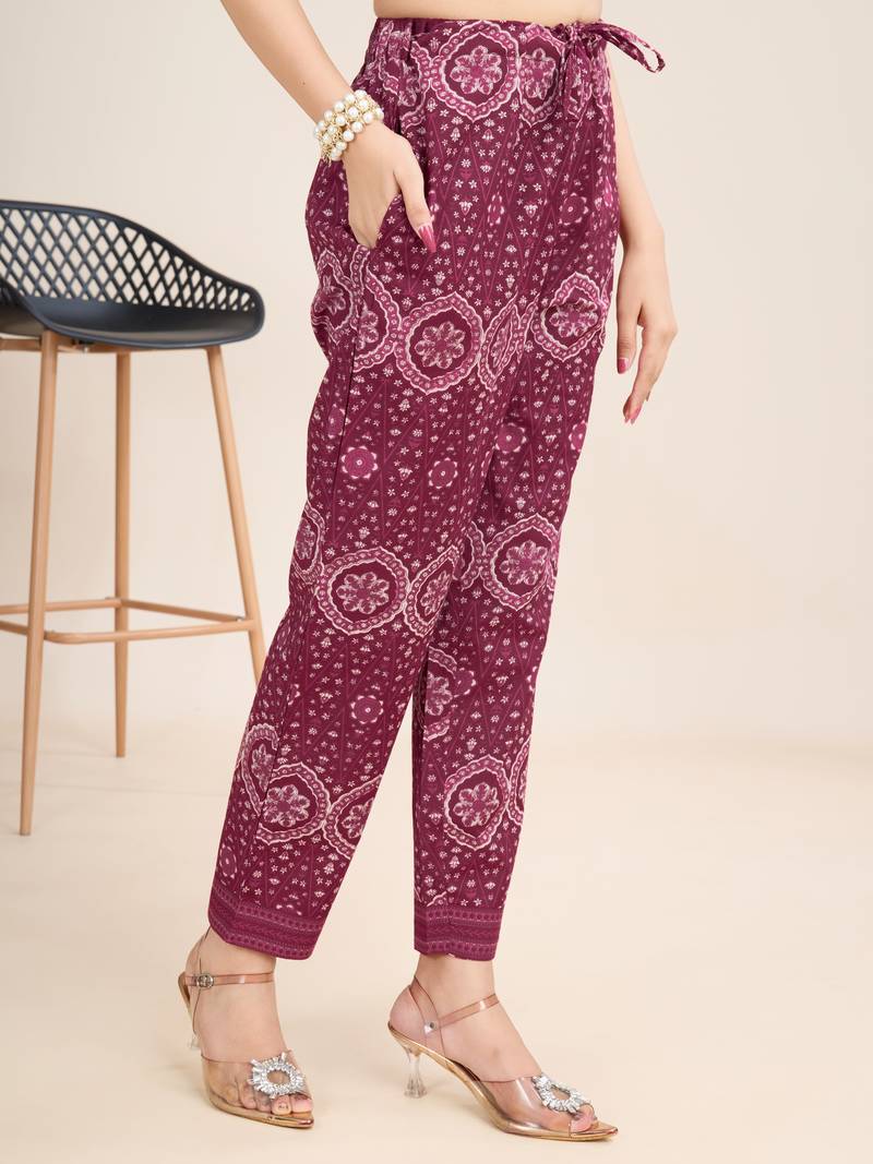 Trendmalls  Cotton Printed Salwar Suit Set Kurta Pant with Dupatta