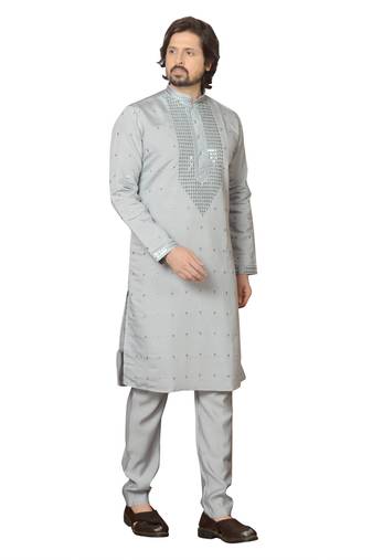 Arruga sylish mirror embroidery silk kurta pajama