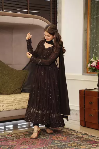 BLACK GEORGETT PARTY WEAR SALWAR SUIT