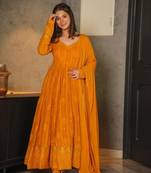 gold  Party Wear Embroidered work Stitched salwar suits