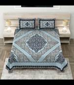 Divine yantra teal harmony pure cotton king size bedsheet