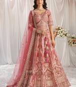 Rose gold Bridel net and Gotapatti & Moti embroidery Semi-Stitched Lehenga choli & Dupatta