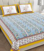 Perky parrots blue pure cotton king size bedsheet