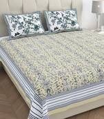 Peacock park yellow pure cotton king size bedsheet