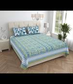 Peacock park green pure cotton king size bedsheet