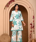 Green Floral Kurta Cord Set for Women