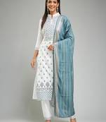Rayon Fabric Khari Printed Work Kurta, Pant and Dupatta Set