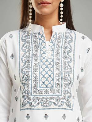 Rayon Fabric Khari Printed Work Kurta, Pant and Dupatta Set 4
