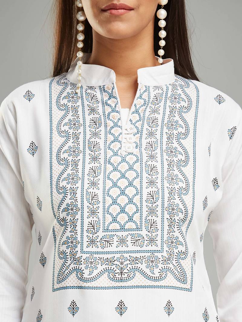 Rayon Fabric Khari Printed Work Kurta, Pant and Dupatta Set