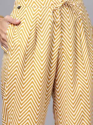 Mustard floral printed aline kurta pant with dupatta set 4