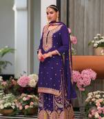 Purple premium embroidered chinon silk stitched salwar suit