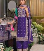 Purple premium embroidered chinon silk stitched salwar suit