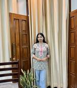 Green cotton block printed kurti