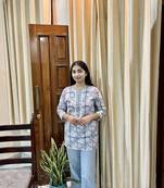 Purple cotton block printed kurti