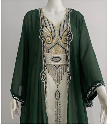 Green & White Handcrafted Zari work Stitched Dress Georgette Kaftan Wedding Dress 343 2