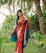 Maroon Soft Banarasi Katan Silk Saree With Zari Weaving Pallu and Border with Matching Blouse Piece