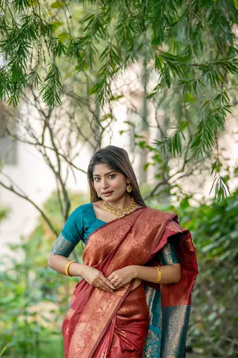 Maroon Soft Banarasi Katan Silk Saree With Zari Weaving Pallu and Border with Matching Blouse Piece