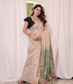 Soft Muga Cotton Saree With Zari Weaving Border And All Over Resham Weaving Buttas With Blouse